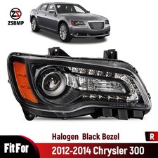 Headlight For 2012-2014 Chrysler 300 Halogen Black Bezel Right Passenger Side
