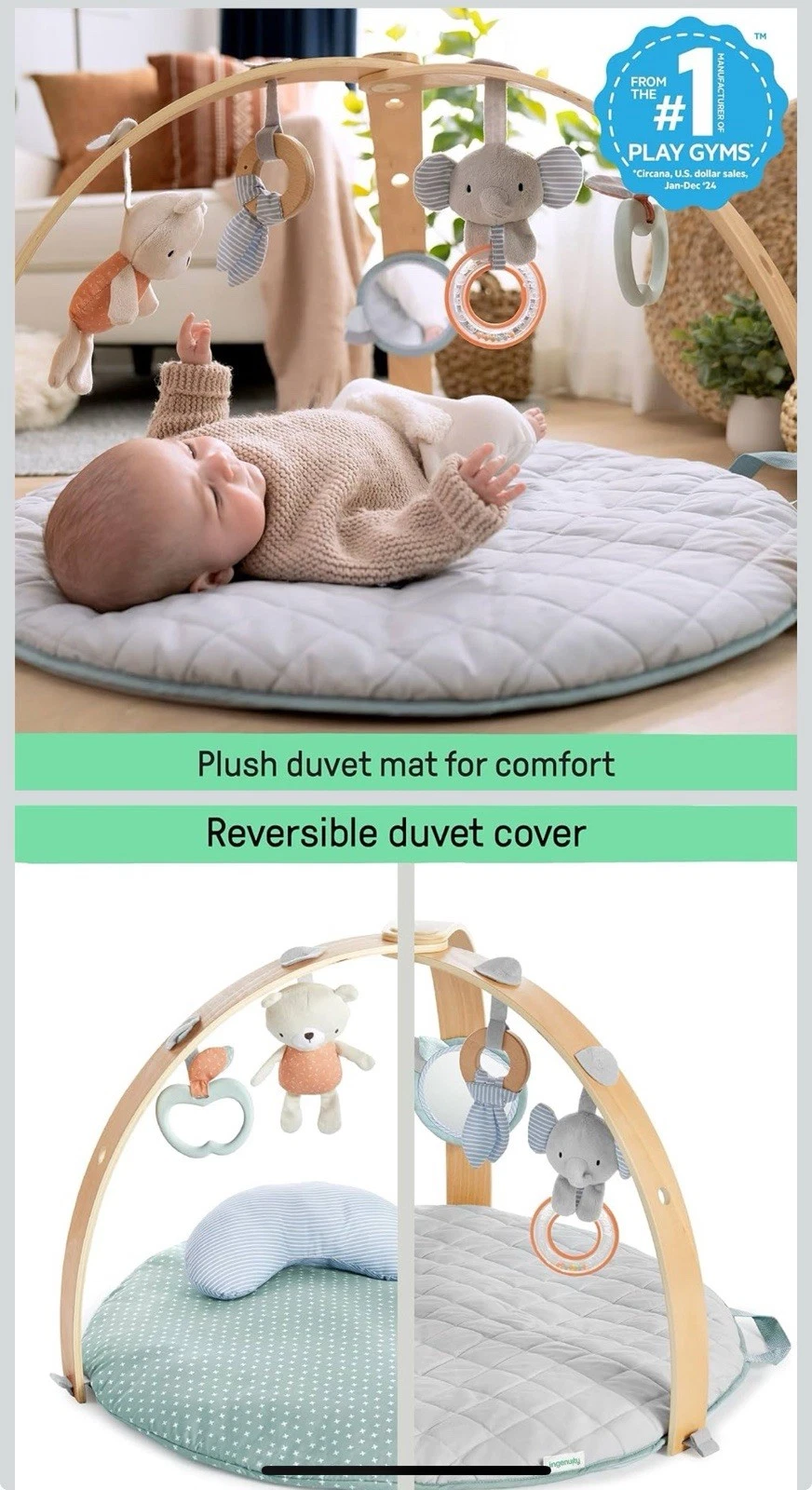 Gym & Play Mat with Wooden Toy bar - Loamy, Newborn and up