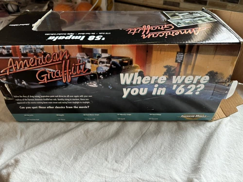 Chev '58 Impala {NEW} American Graffiti Black & White 1:18 Ertl American Muscle - Picture 3 of 12