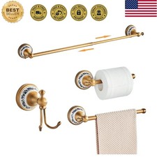 Antique Bronze Bathroom Hardware Set,Adjustable Towel Rack, Toilet Roll Paper...