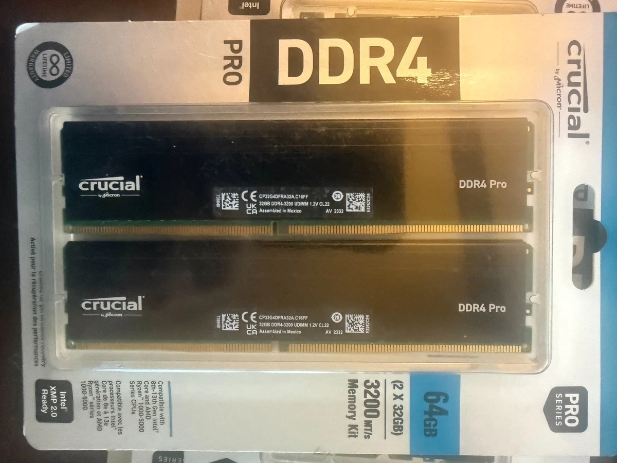 Crucial Pro 64GB (2 x 32GB) PC4-25600 DDR4-3200 Memory