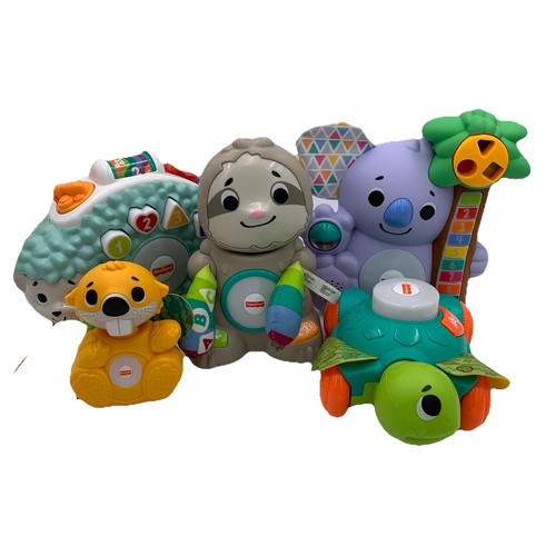 Fisher Price Linkimals LOT OF 5 Beaver Hedgehog Koala Turtle Sloth TESTED / WORK