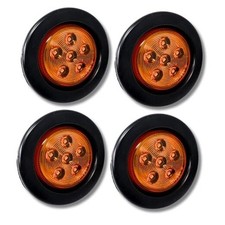 2.5/2-1/2" Round 6 LED Red/Light Truck Trailer Side Marker Clearance 4x Amber