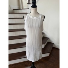 Quince White Open Weave Sheer Knit Organic Cotton Dress Swim Cover Up Resort