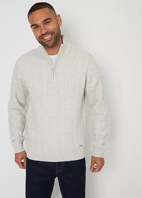 Threadbare Quarter Zip Heysham Jumper in Grey Marl  UK Medium M  (fmn26-12)