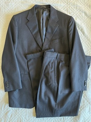 Corneliani Made in Italy Subtle Stripe Super 120's Wool Pleat 3-Button Suit 44 R