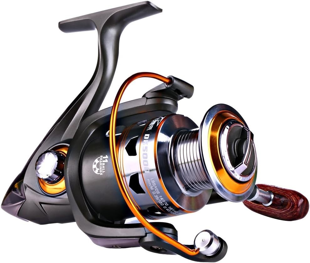 dk 6000 fishing reel DK1000-DK6000 Spinning 11 BB Cost-Effective Reel 12KG Max Drag Power Fishing Reel Fishing Tackle Gear Brown 1000 Series : Sports & Outdoors 0.2/340 0.25/220 0.3/150 LBS/YDS Sougayilang Spinning Fishing Reels Smooth