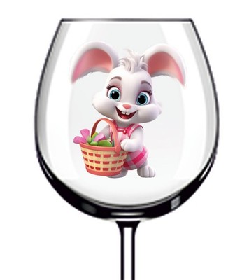 12x Ostern Cartoon Hase Vinyl Aufkleber Abziehbild Becher Weinglas Flasche Laptop