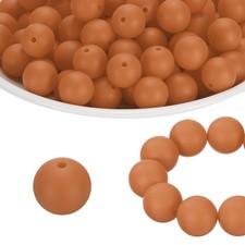 100 Pcs Silicone Beads Bulk, Gold 15mm Silicone Round Focal Loose Beads