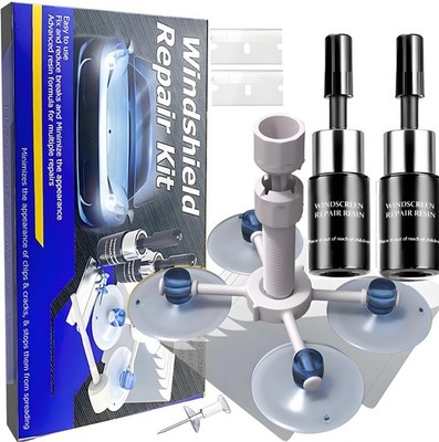Windshield Repair Kit Auto Glass Nano Fluid Crack Chips Repair Resins 2 Pcs Set