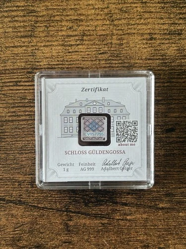 1 Gram Silver Bar GEIGER Original Premium in Square Capsule Assay .999 fine