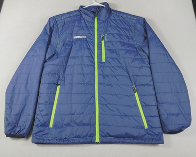 Huk Performance Fishing Jacket Mens Large Blue Bassmaster Full Zip Insulated