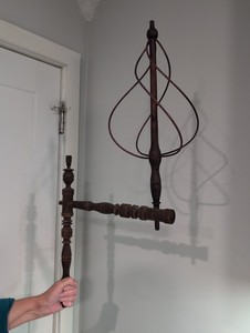 Nice Antique Bird Cage + Distaff  for a Spinning Wheel 19"