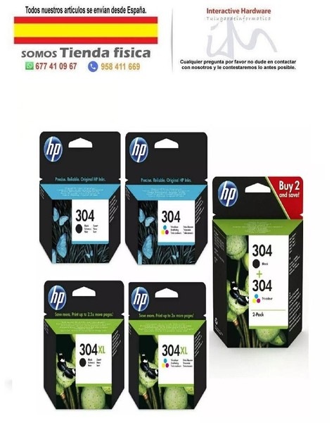 Cartucho de tinta HP 304/HP 304XL negro/color para DeskJet 2620, 2630, Envy 5020