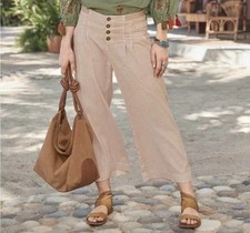 Sundance The Villa Linen Preppy Boho Coastal Resortwear Vacation Wide Leg Pant 4