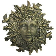 Unique Cast Iron Woman Bird Wall Plaque, 11", Cast Iron