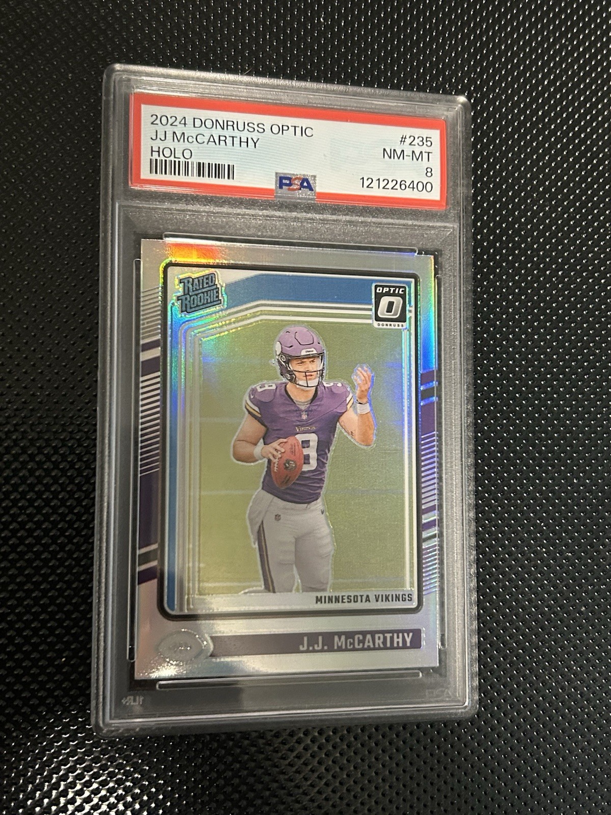 2024 Panini Donruss Optic Rated Rookie Holo Prizm J.J. McCarthy #235 PSA 8