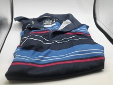 Ben Hogan Performance Golf Polo Mens Large Blue Striped Short Sleeve