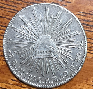 1834 Do Rm Mexico 8 Reales Silver Coin Cap And Rays XF JBtr19