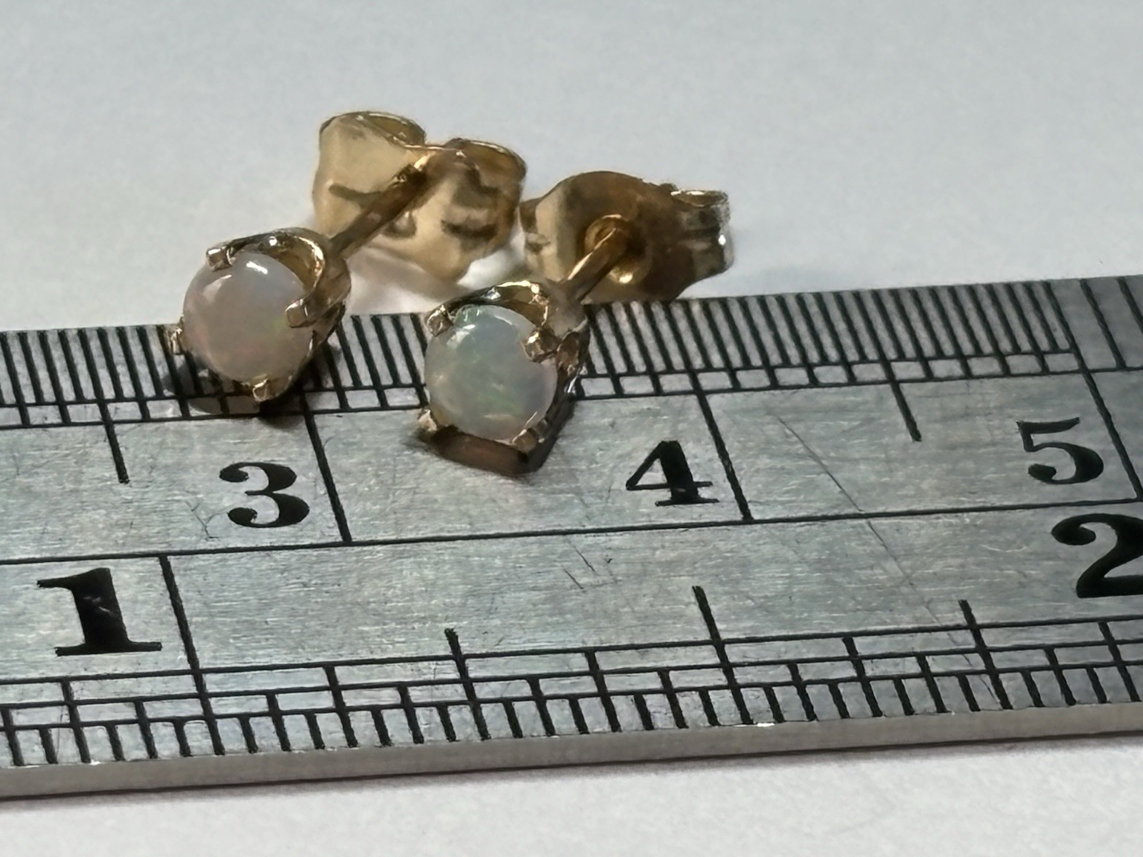 Natural Opal Round Cut Solitaire Stud Earrings 14… - image 9