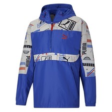 PUMA Classics Gen. Woven Quarter Zip Jacket Mens Blue Casual Athletic Outerwear