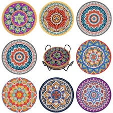 Laniidae Diamond Art Coasters Kits with Holder 8 Pcs 4x4In for Adults