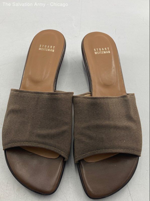 Stuart Weitzman Womens Brown Open Toe Slip-On Slide Sandals Size 11.5M