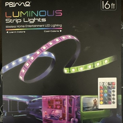 Primo Luminous LED Strip Lights Wireless Home Entertainment Lighting 16ft NEW