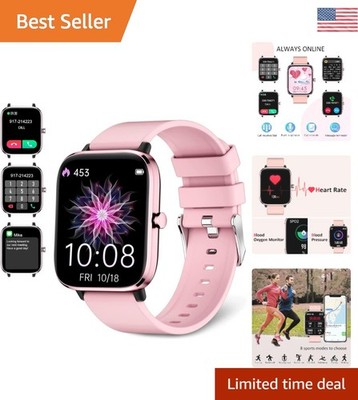 Elegant Pink Smartwatch for Women - 1.83'' HD Touch Screen, Fitness Tracker