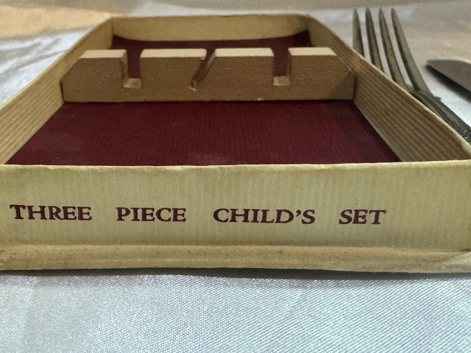 Juego de cuchara y tenedor y cuchara infantil vintage de plata para bebés en caja original Foto 4 de 4