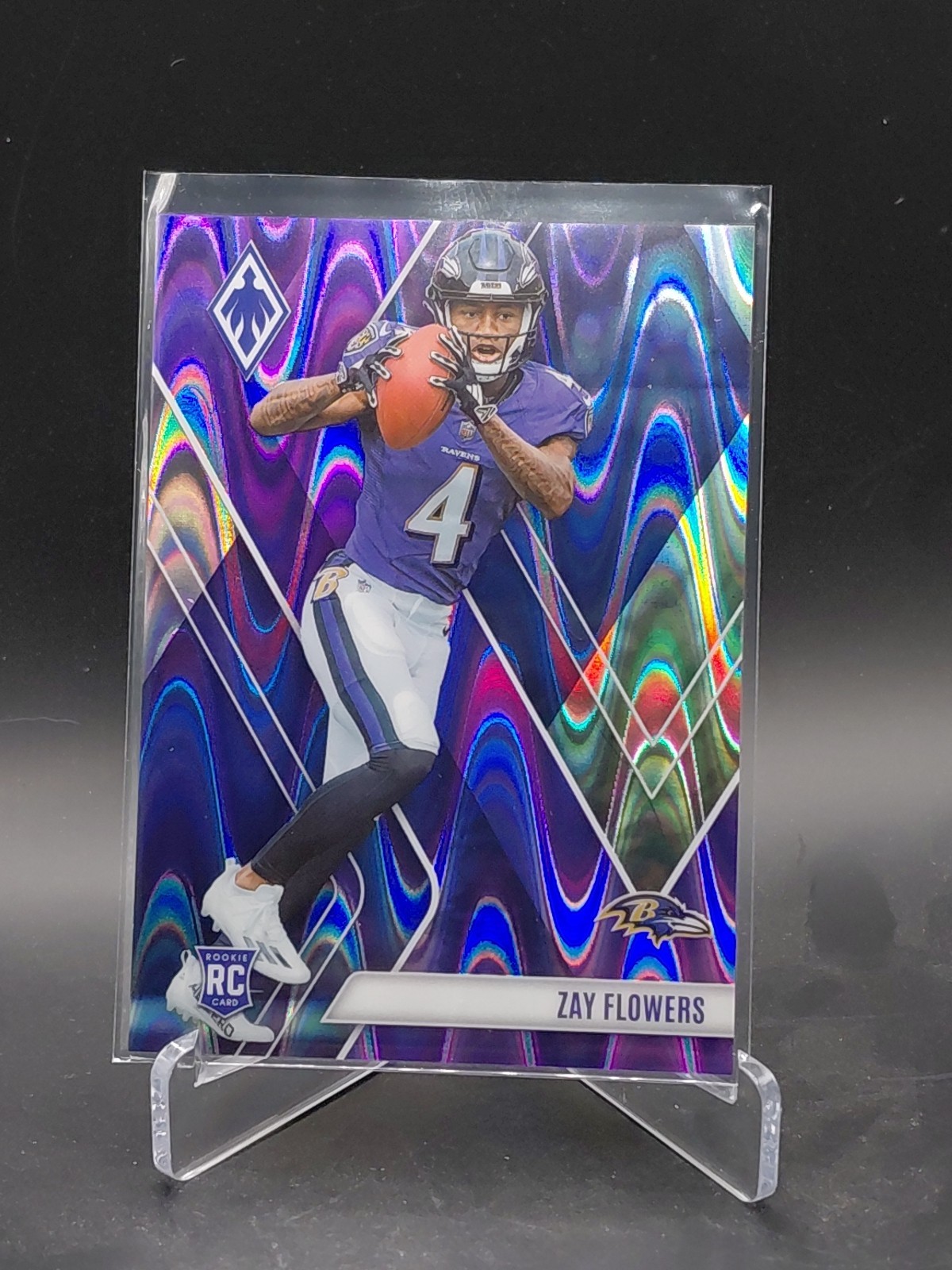 2023 Panini Phoenix Rookies Purple Seismic /125 Zay Flowers #108 Rookie RC
