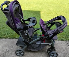 Baby Trend Sit N' Stand® Double Stroller- Multi-Use Easy Fold Travel-Grey/Purple