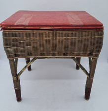 WICKER WOVEN RATTAN SEWING STORAGE BASKET ON LEGS CABINET Project