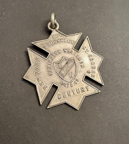 Antique Sterling Silver Lexington Wheelmen Badge Bicycle Medal 1895 Century Race