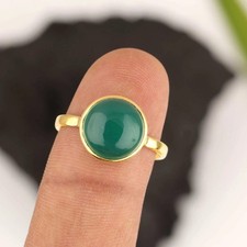 Beautiful Green Onyx Ring 925 Sterling Silver 18k Gold Plated Minimalist Jewelry