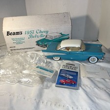 Vtg Jim Beam EMPTY Decanter 1957 Chevrolet Bel Air Turquoise Blue w/Box! Inserts