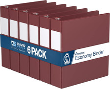 Premium Economy 6-Pack 3-Ring Binders for School or Office, Round-Ring Binders,