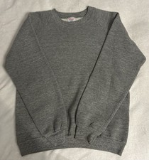 Vintage 80s Blank Jerzees Plain Rayon Tri Blend Heather Gray Sweatshirt Medium