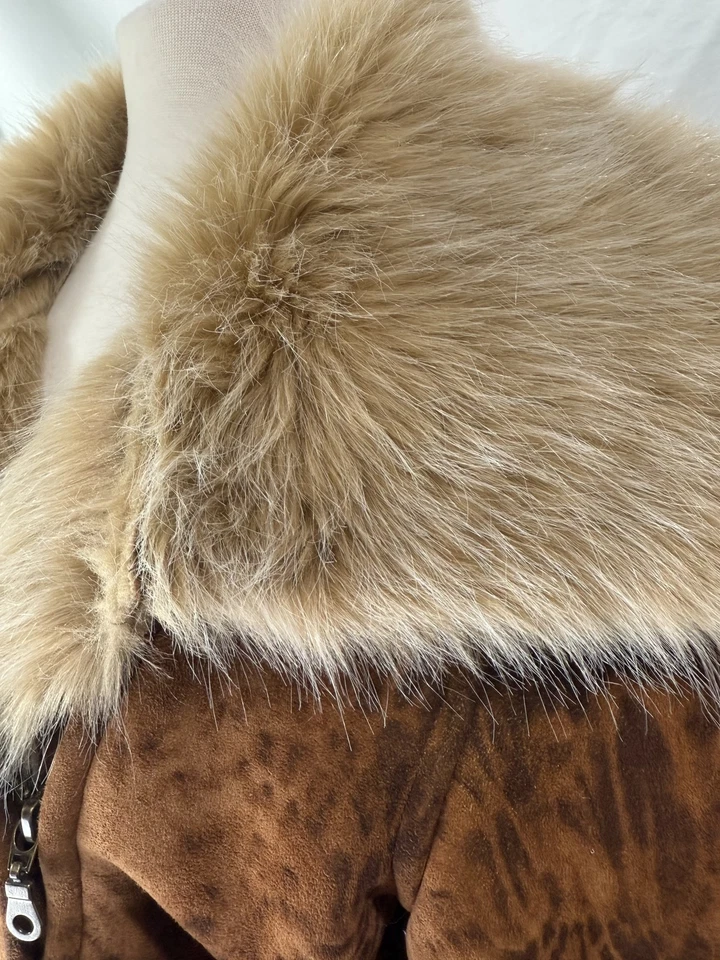 Chaqueta Lisa International Mujer Marrón M Poliéster Clásica Imitación Piel Estampado Animal Foto 4 de 4