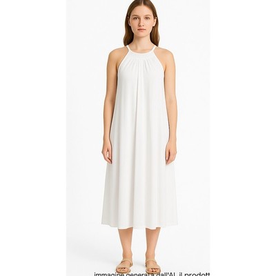 Carmen Marc Valvo Copricostume Donna Bianco Taglia S Abito Lungo Mare Estivo