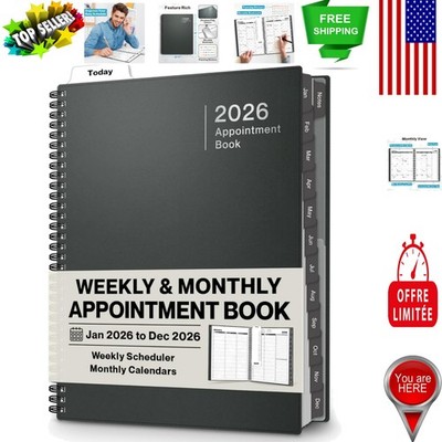 2026 Large Appointment Book - 15-Minute Hourly Planner for Busy Professionals