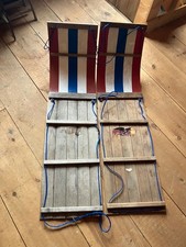 Rare Antique Flexible Flyer Sled Classic Wooden Snow Sled Red White Blue Front