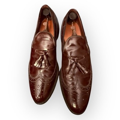 Allen Edmonds Berwick Tassel Loafers Men's US 10B Dress Shoes Burgundy Leather