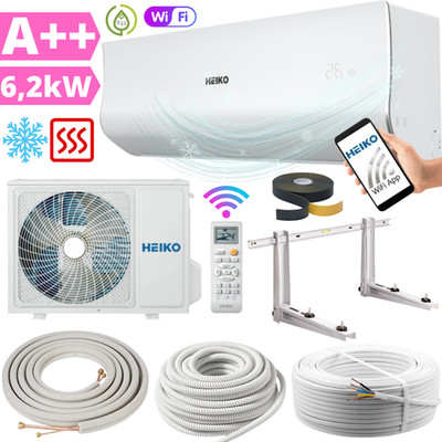 Split Klimaanlage 24000 BTU Klimagerät Heiko Klima R32 6,2 kW WLAN + Montageset