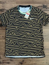 Nike Court Advantage Dri Fit Tennis Shirt Black Yellow size mens L