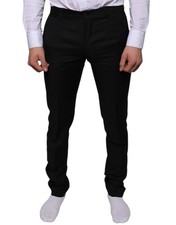 Dolce & Gabbana Black Wool Skinny Dress Formal Men's Pants Authentic