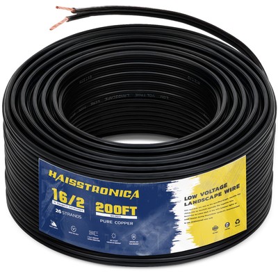 16/2 Low Voltage Landscape Wire 200ft - Copper Direct Burial Waterproof Cable...