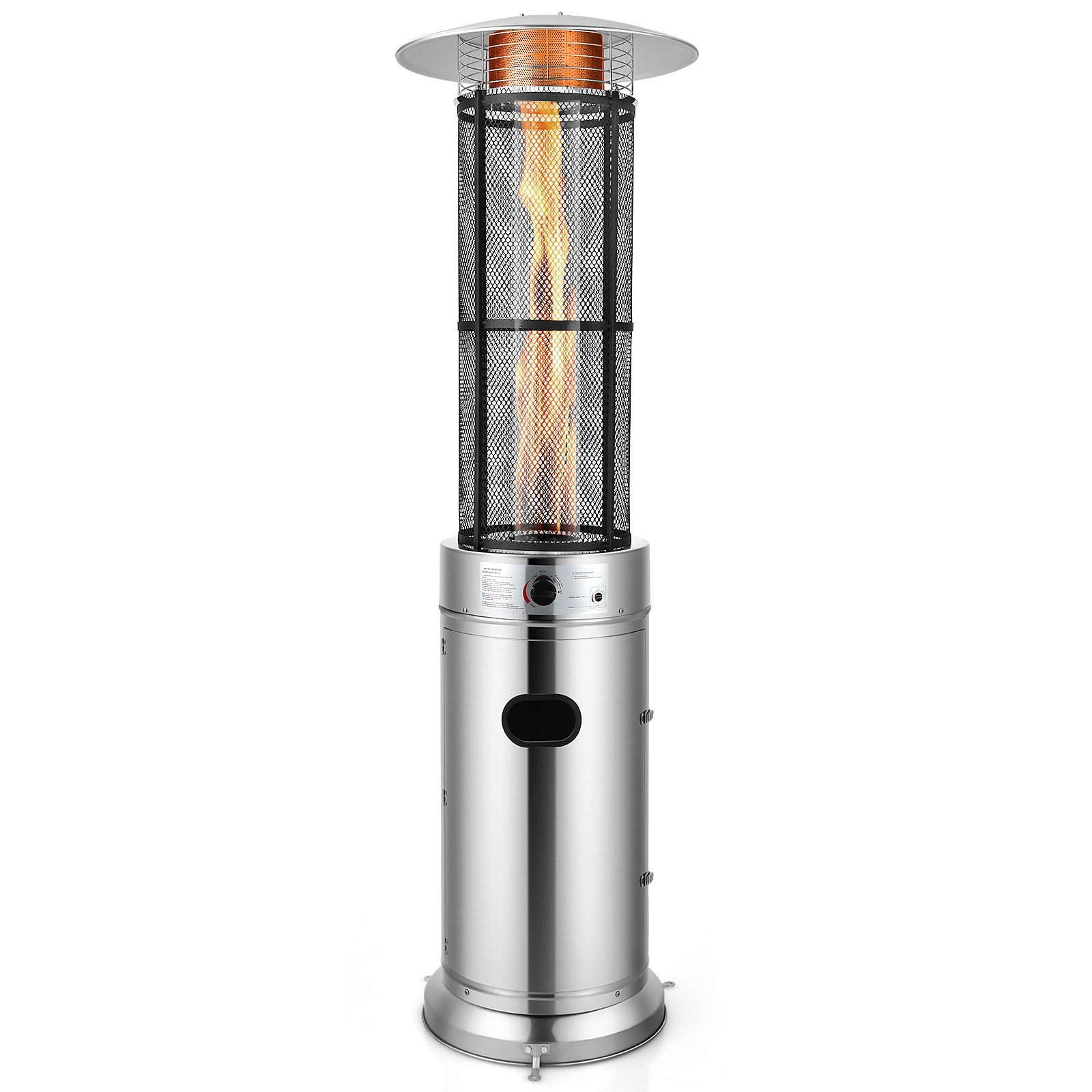 S Stainless Steel Round Propane Glass Tube Flame W/wheels