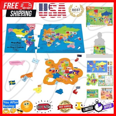 Mapology World Map Puzzle - Includes Country Flags & Capitals | Fun Jigsaw Pu...