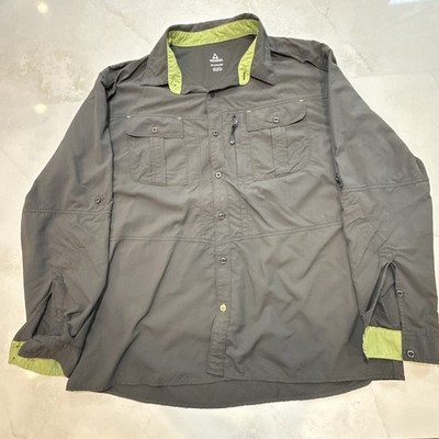 Ascend Men s Button-Up Utility Shirt Classic Outdoor Gray Long Sleeve 2XL